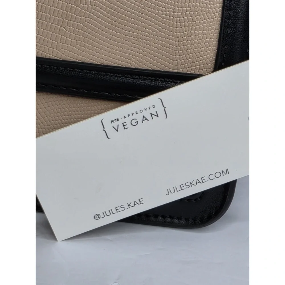 Jules Kae Mia Nude/Black Lizard Black‎ Vegan Leather Crossbody Purse Preppy NWT